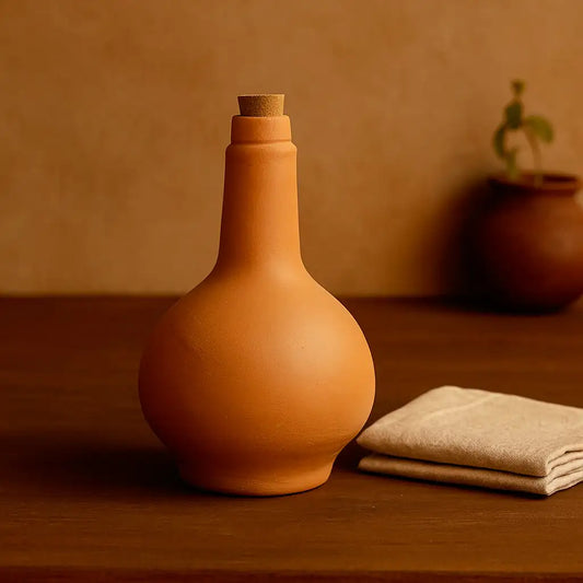 Terrapura: Orb Carafe – Handmade Terracotta Water Bottle with Cork (1100ml) | ARK Naturals