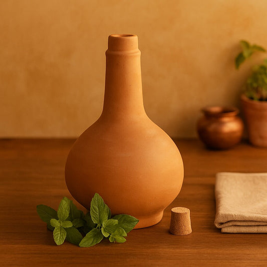 Terrapura: Orb Carafe – Handmade Terracotta Water Bottle with Cork (1100ml) | ARK Naturals