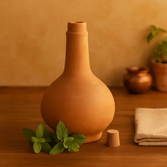 Terrapura: Orb Carafe – Handmade Terracotta Water Bottle with Cork (1100ml) | ARK Naturals