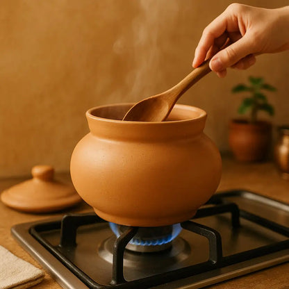 Terrapura: Handmade Terracotta Cooking Handi with Lid