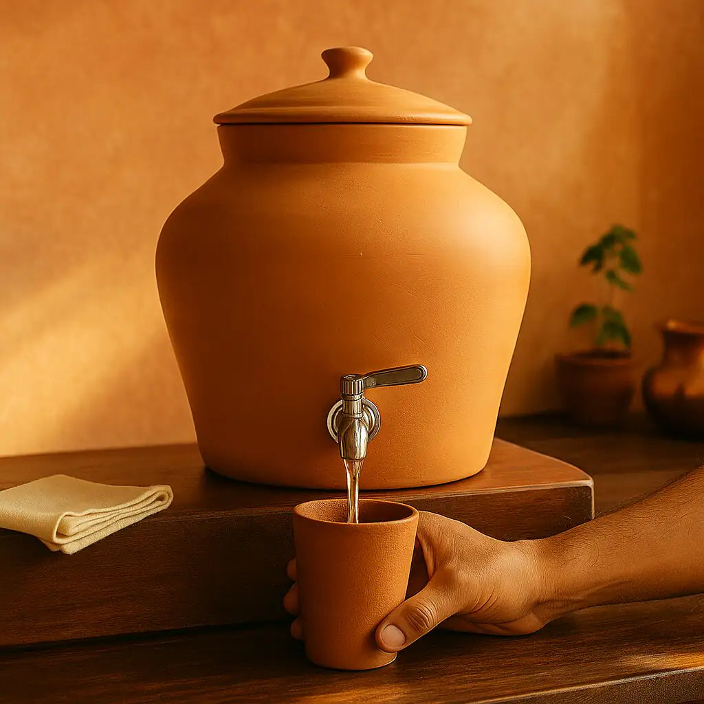 تيرابورا - موزع مياه من الطين مع صنبور (8 لتر) | آرك ناتشورالز
