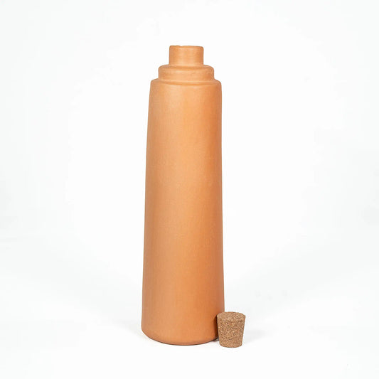 Terrapura natural clay water bottle 500 ml with removable cork stopper