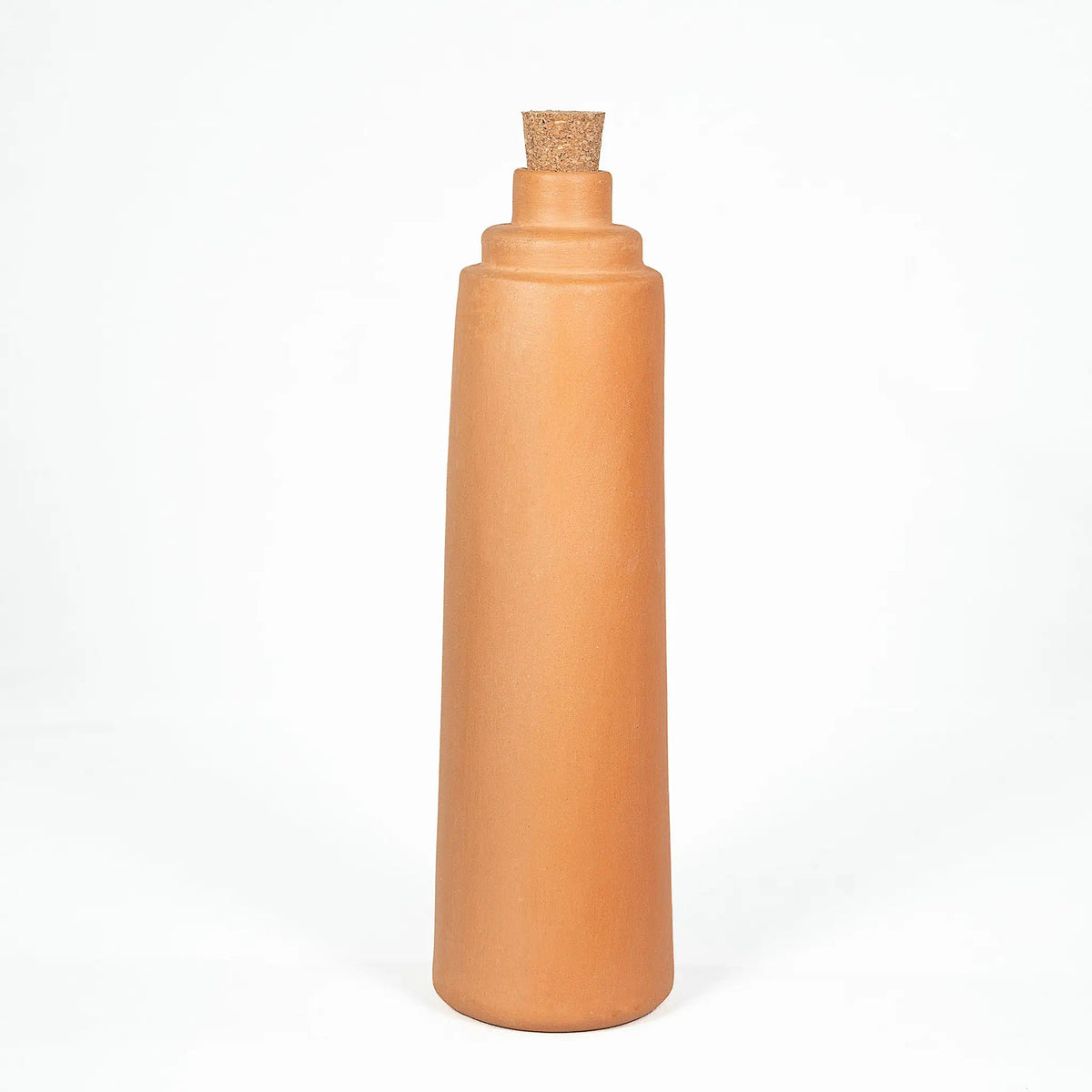 Terrapura handmade terracotta water bottle with cork 500 ml front view