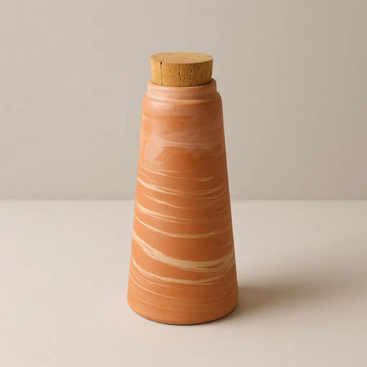 Terra Melange: Dune Strata – Marbled Terracotta Water Bottle with Cork (1L) | ARK Naturals