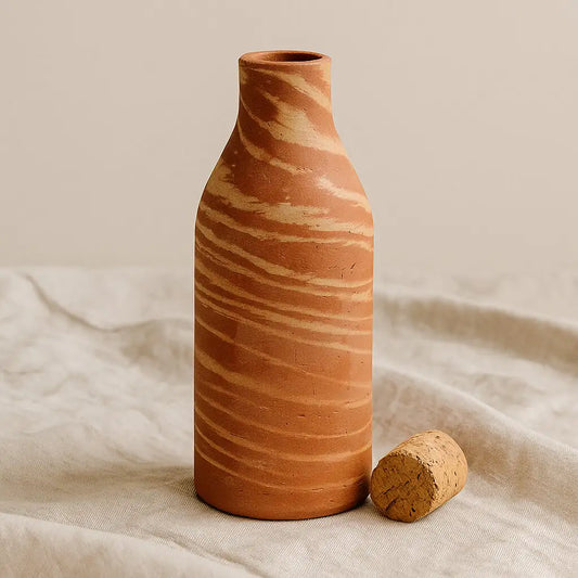 Terra Melange: Wadi Drift – Marbled Terracotta Water Bottle with Cork (1L) | ARK Naturals