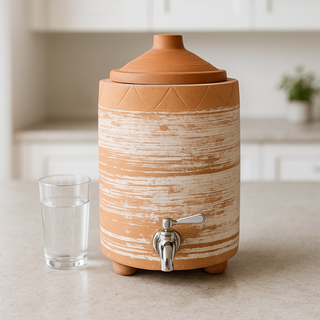 تيرا ميلانج – موزع مياه من الطين بلونين مع صنبور (5 لتر) | آرك ناتشورالز