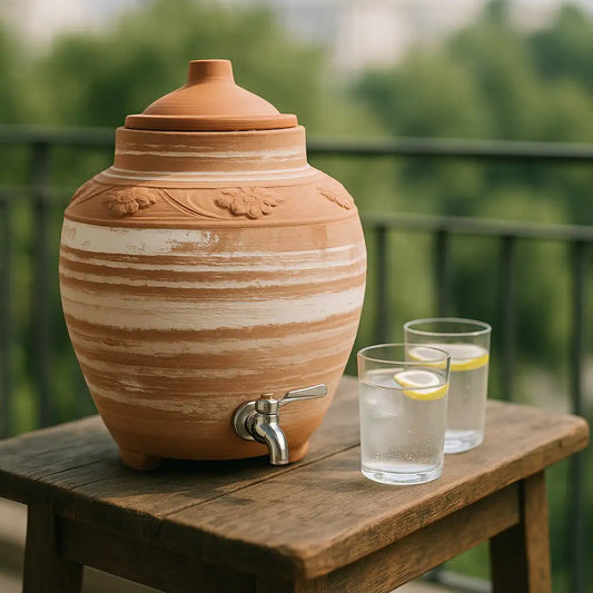 Terra Melange – Dual-Tone Terracotta Water Dispenser Matka with Tap (11L) | ARK Naturals