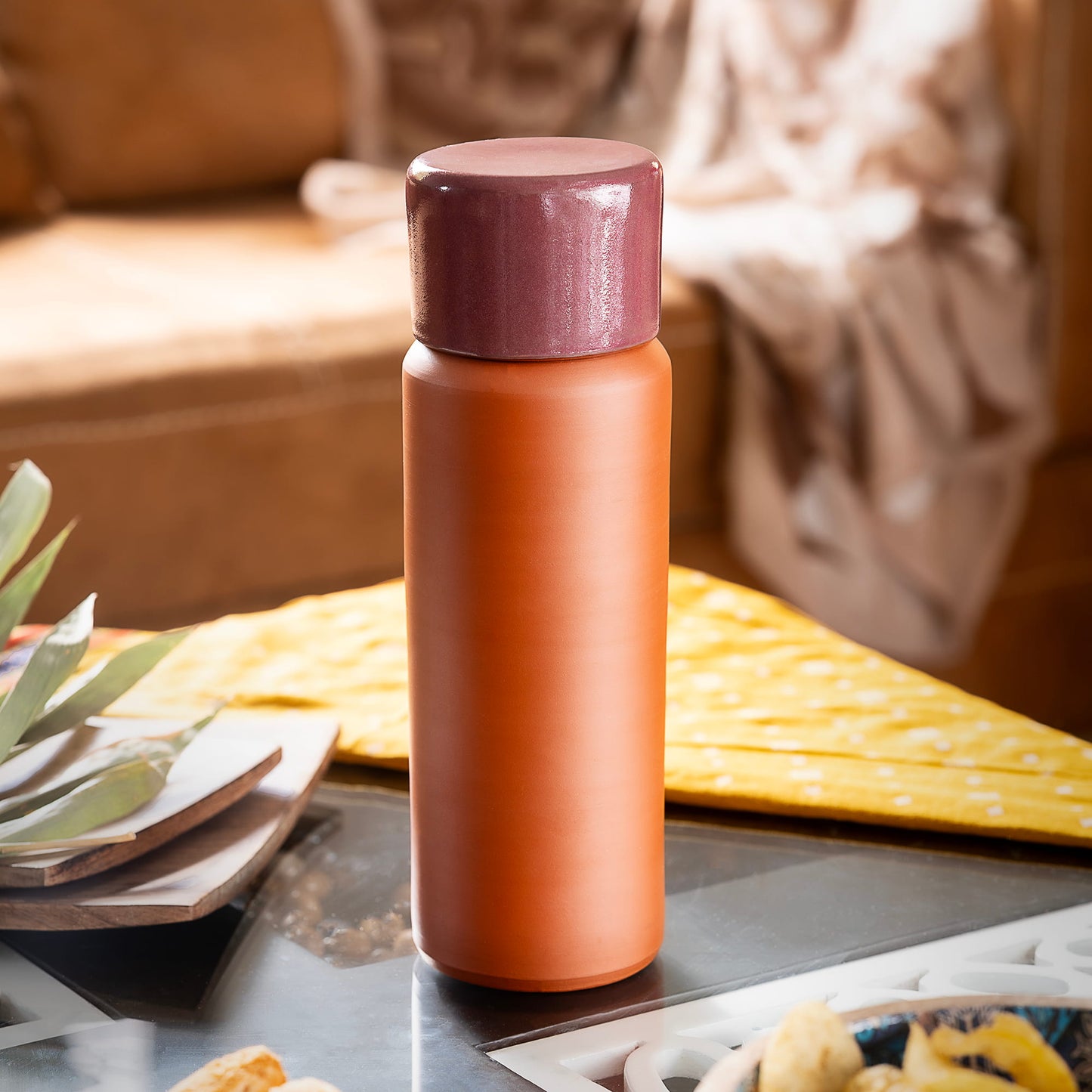 ليالي - زجاجة مياه فاخرة من الطين المحروق مع غطاء زجاجي (750 مل) | آرك ناتشورالز